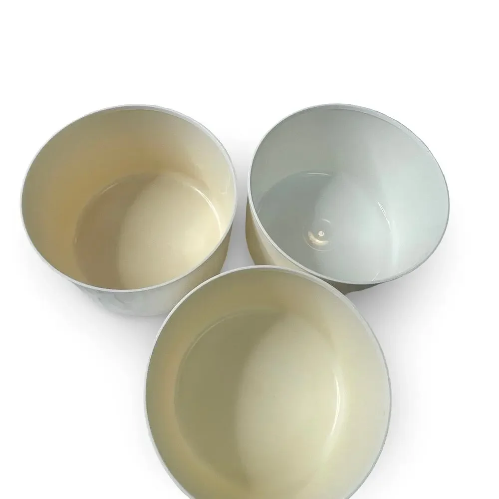 Tupperware One Touch Canister C Set of 3 2709A White Blue Lid 2419A Stackable